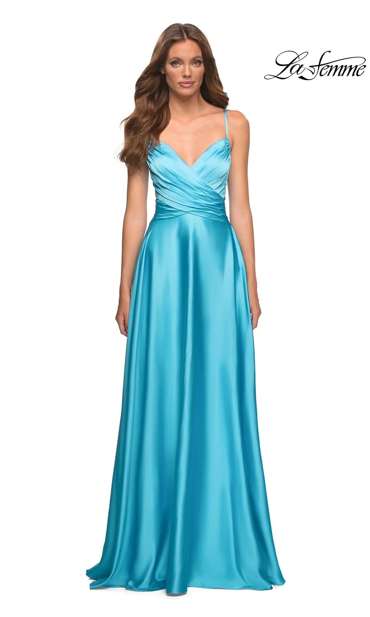 Flowy Long Satin A-Line Prom Dress: La Femme 30662 sold by PromGirl product image thumbnail 5