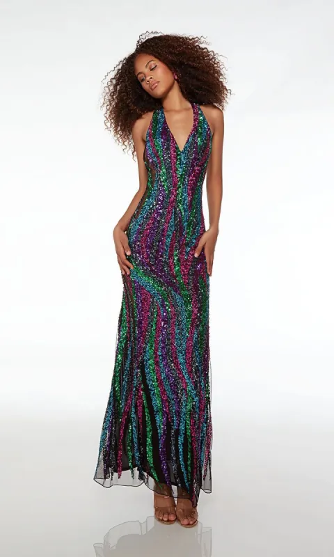 Alyce Long Sequin Halter Prom Dress 61584 sold by PromGirl