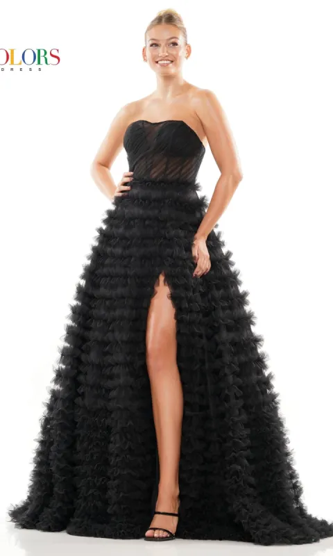 Strapless Long Ruffled Prom Ball Gown 3184 sold by PromGirl