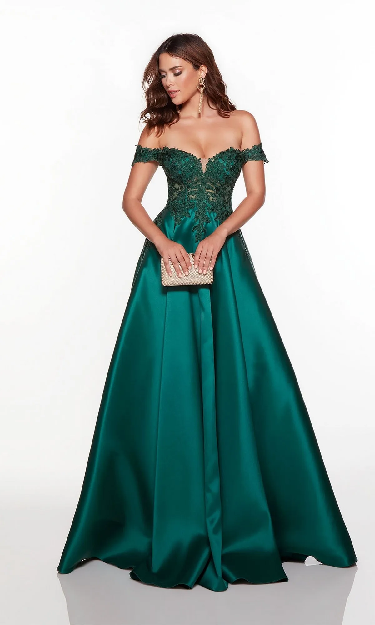 Alyce Long Green A-Line Prom Dress 61324 sold by PromGirl