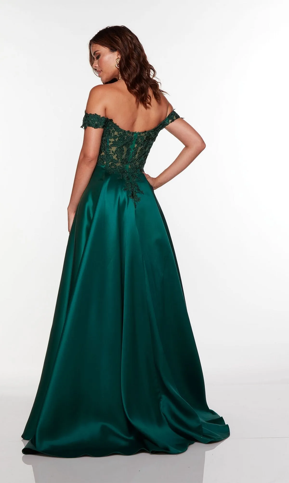 Alyce Long Green A-Line Prom Dress 61324 sold by PromGirl product image thumbnail 2