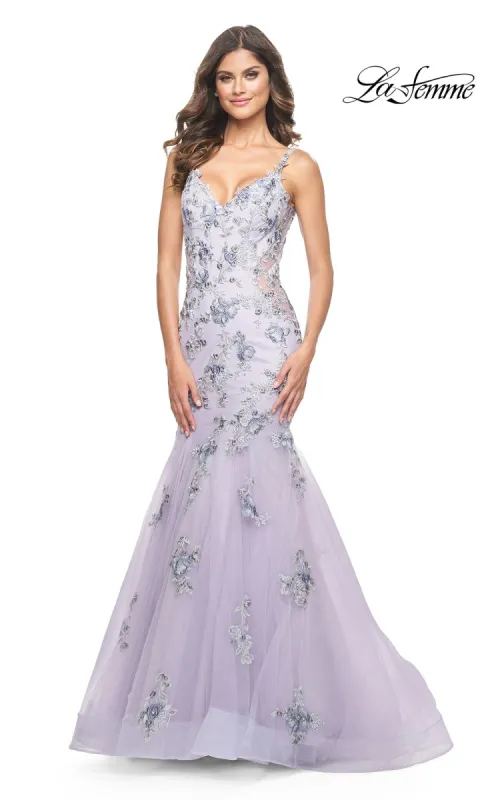 La Femme Long Lavender Mermaid Prom Dress 32091 made by La Femme