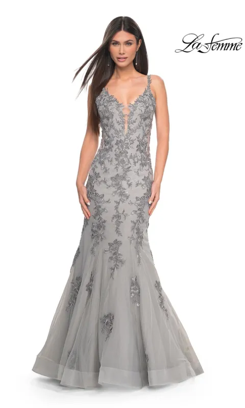 La Femme Backless Long Mermaid Prom Dress 32295 sold by PromGirl