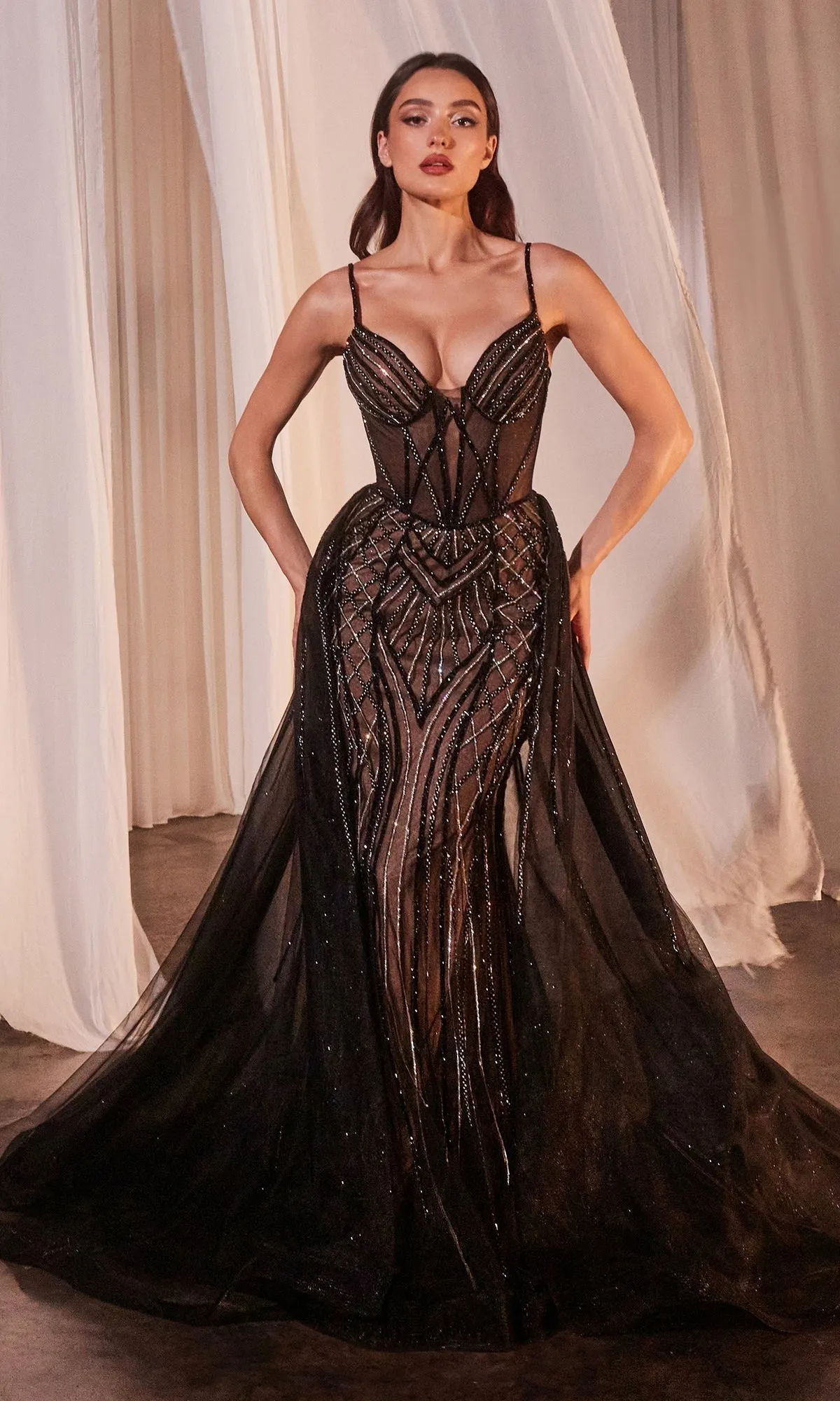 Beaded Overskirt Long Formal Prom Dress CD863 sold by PromGirl product image thumbnail 4