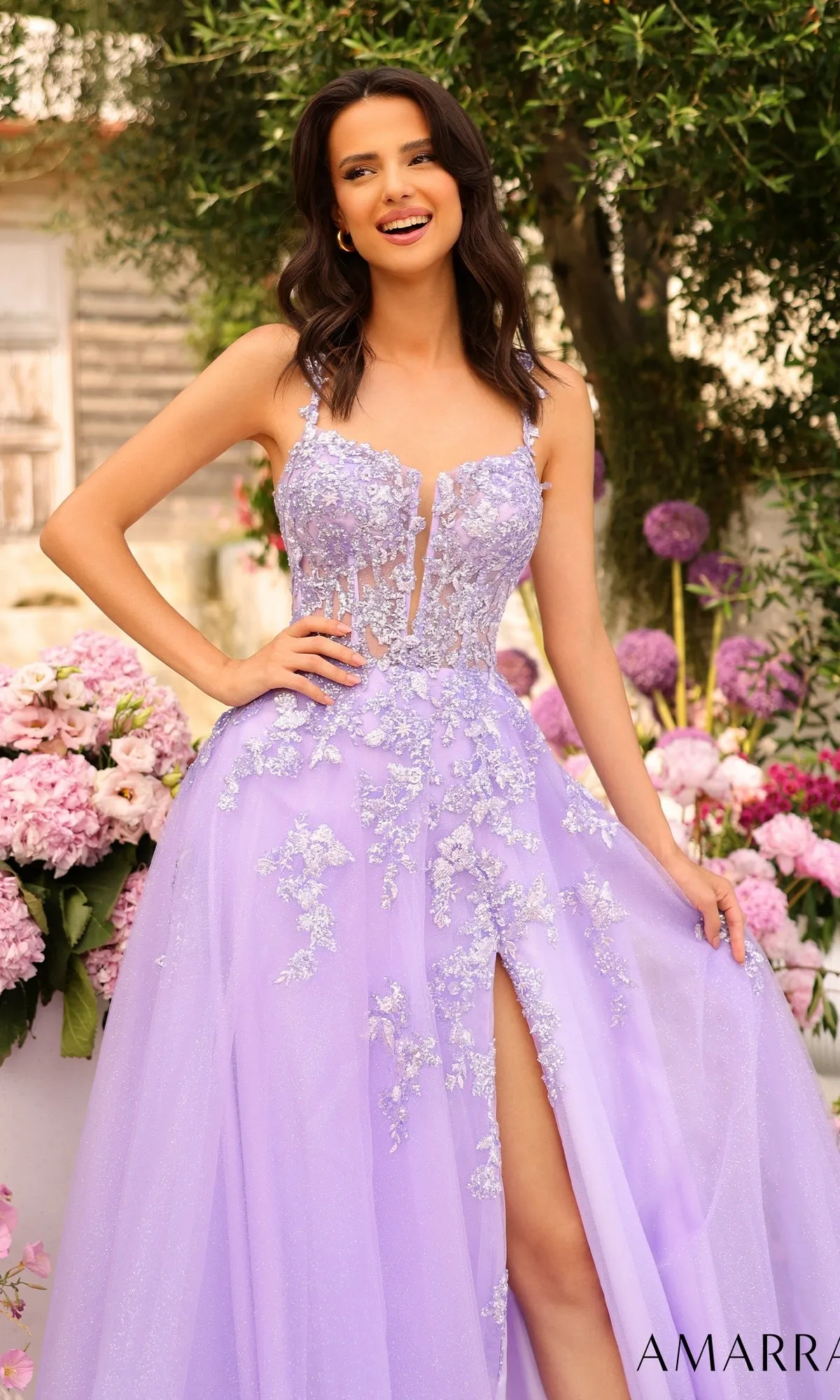 Amarra Lilac Purple Long Prom Ball Gown 88735 sold by PromGirl product image thumbnail 3