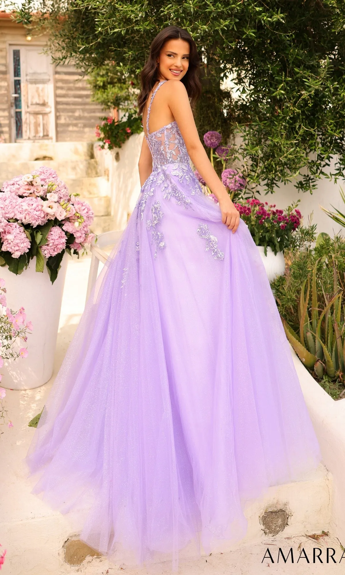 Amarra Lilac Purple Long Prom Ball Gown 88735 sold by PromGirl product image thumbnail 2