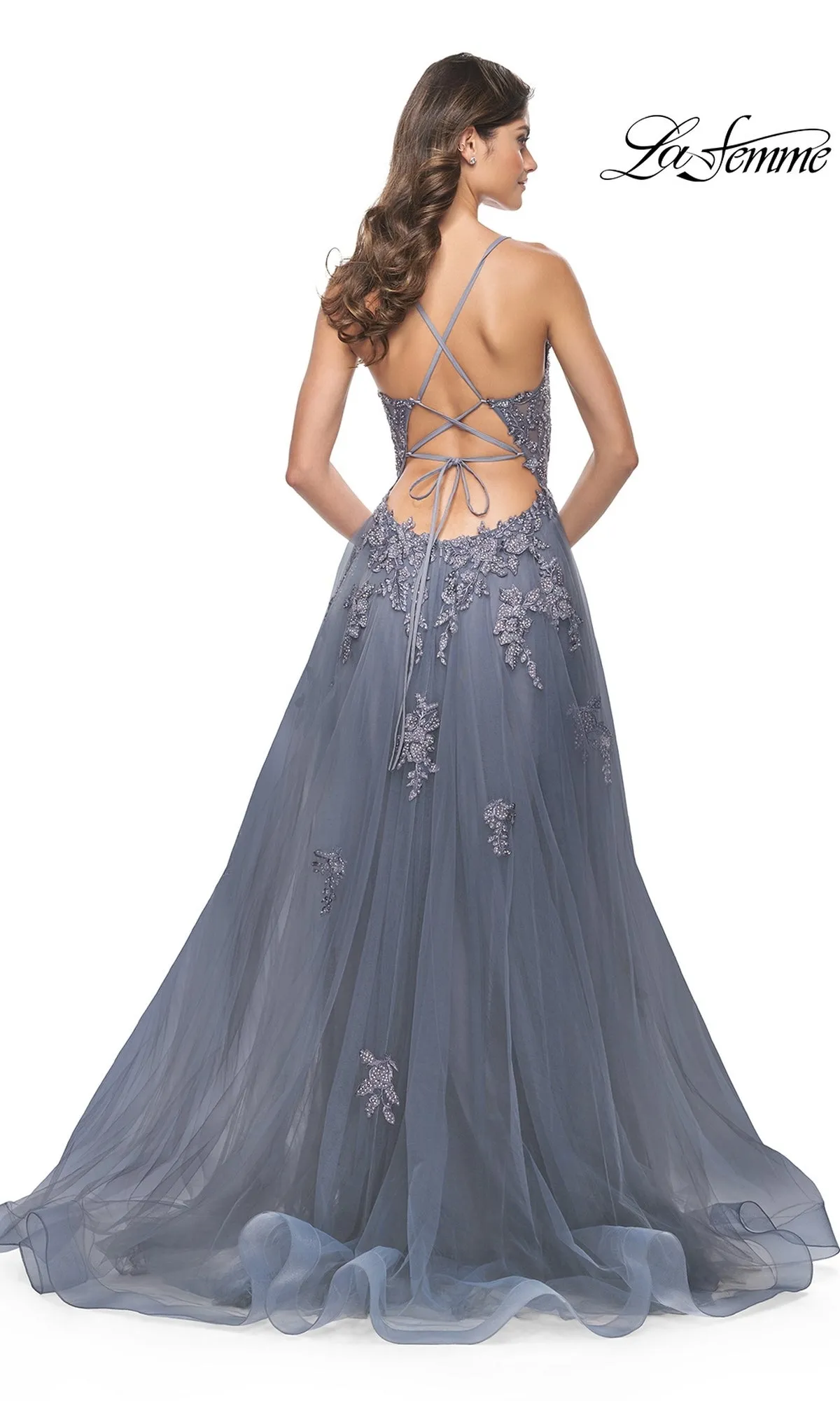 La Femme Plunging V-Neck Long Prom Ball Gown 31472 sold by PromGirl product image thumbnail 5