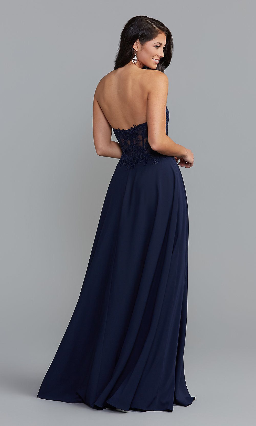 Sheer-Bodice Long PromGirl Sweetheart Prom Dress sold by PromGirl product image thumbnail 2