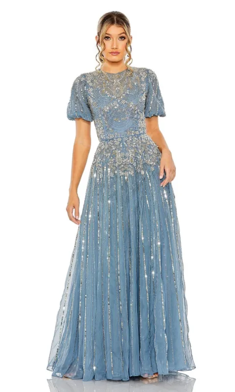 Short Sleeve Beaded Formal Dress: Mac Duggal 5991 sold by PromGirl