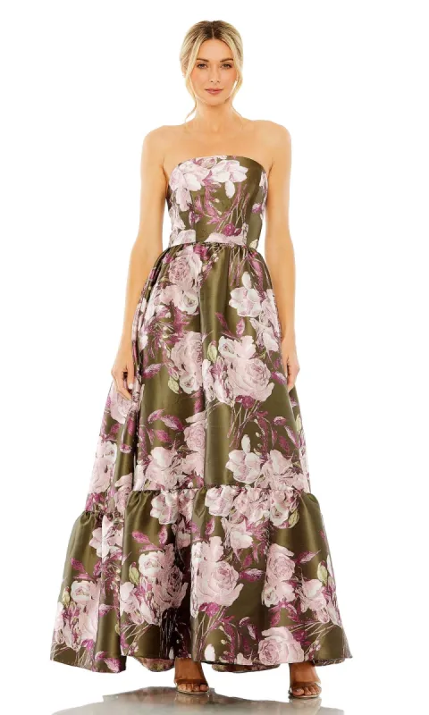 Green Floral-Print Formal Dress: Mac Duggal 11605 sold by PromGirl