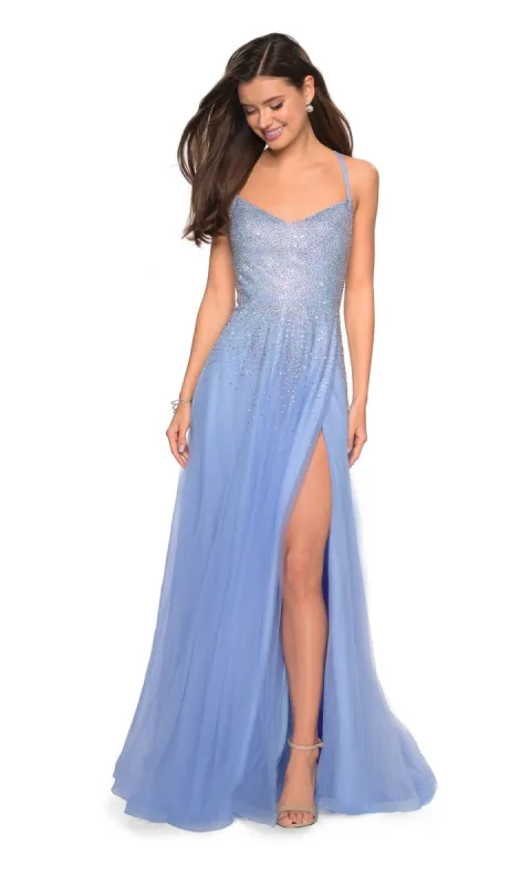 Sparkly Pastel Tulle Prom Dress: La Femme 27750 sold by PromGirl