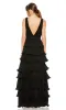 V-Neck Long Ruffle Prom Gown: Mac Duggal 49054 sold by PromGirl