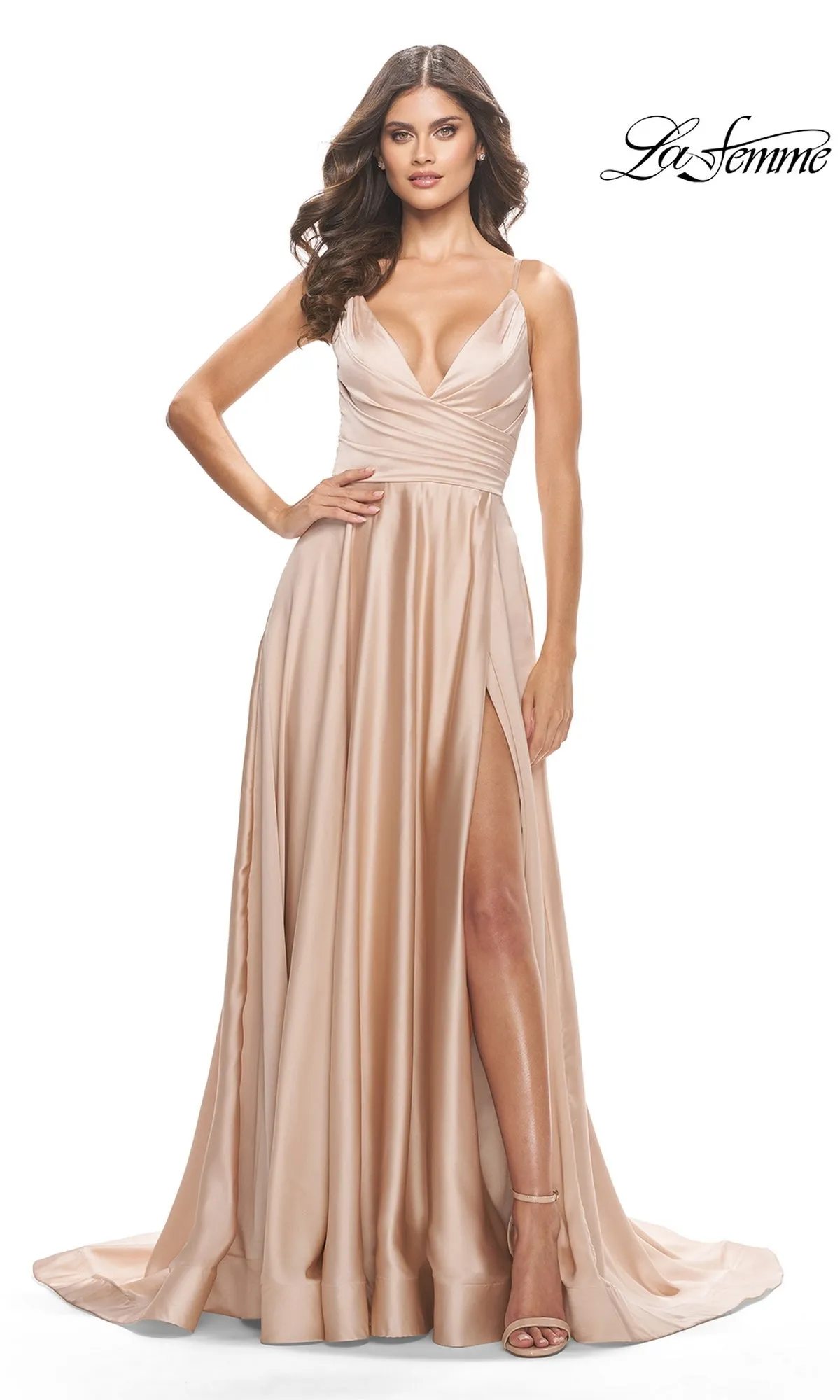 La Femme V-Neck Long A-Line Prom Dress 31505 sold by PromGirl product image thumbnail 3