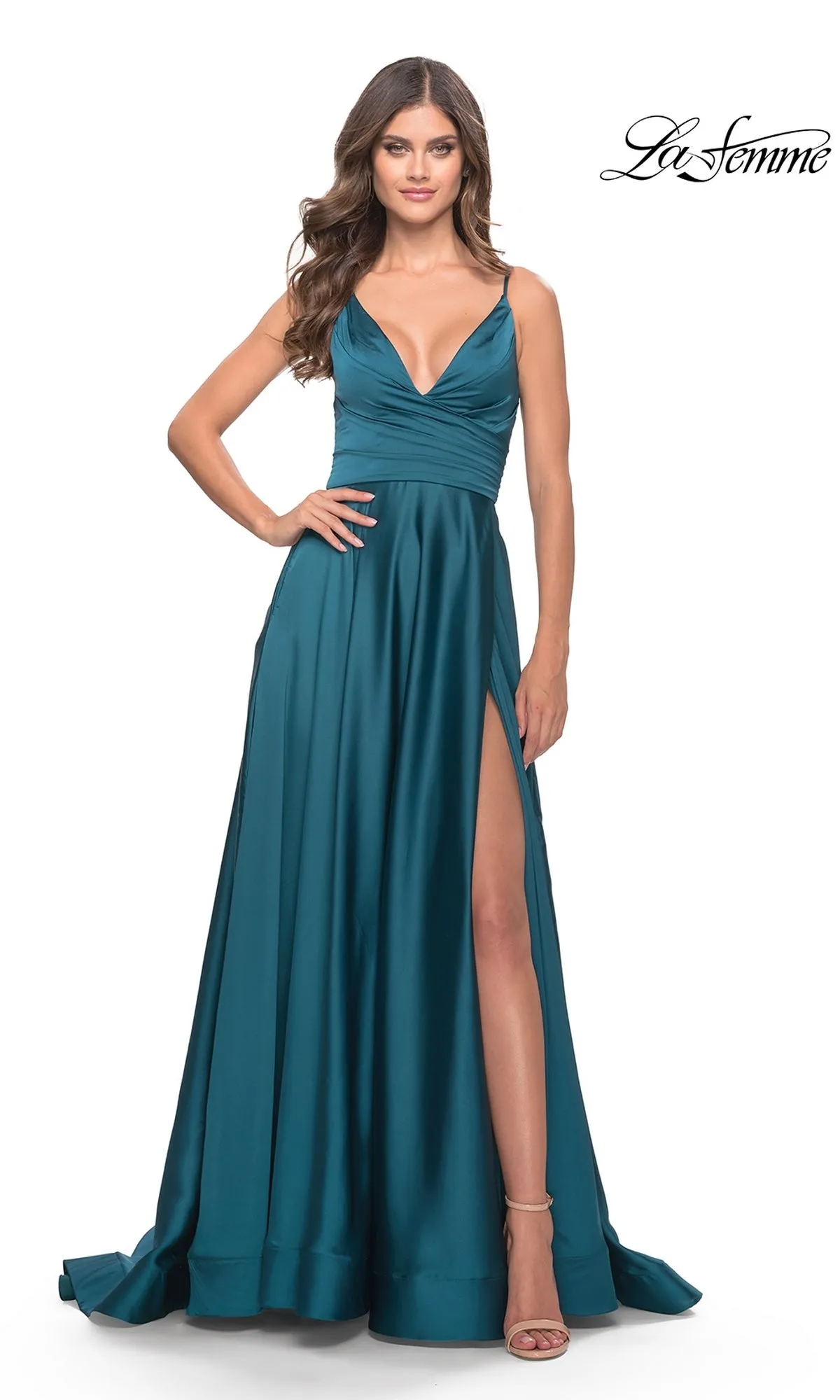 La Femme V-Neck Long A-Line Prom Dress 31505 sold by PromGirl product image thumbnail 5