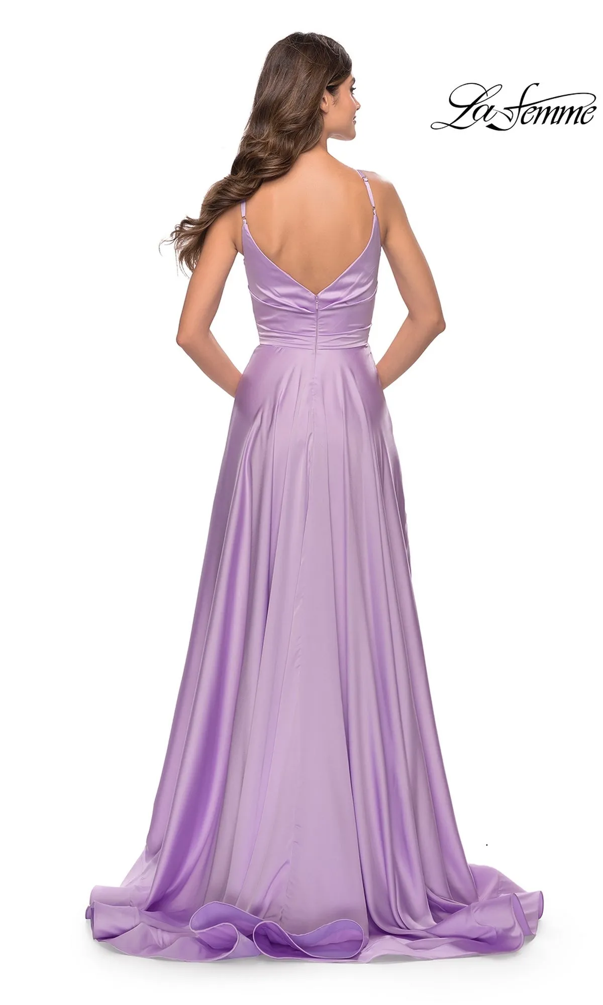La Femme V-Neck Long A-Line Prom Dress 31505 sold by PromGirl product image thumbnail 2