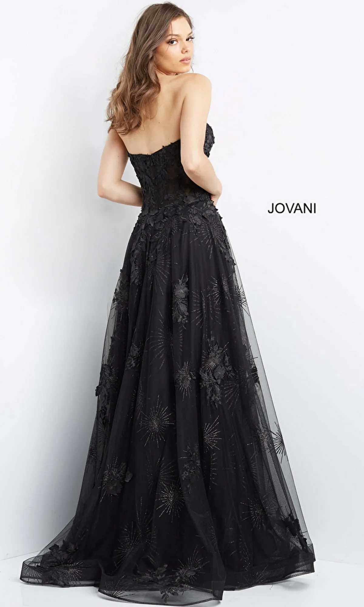 Jovani Strapless Long Glitter Prom Dress 07304 sold by PromGirl product image thumbnail 5