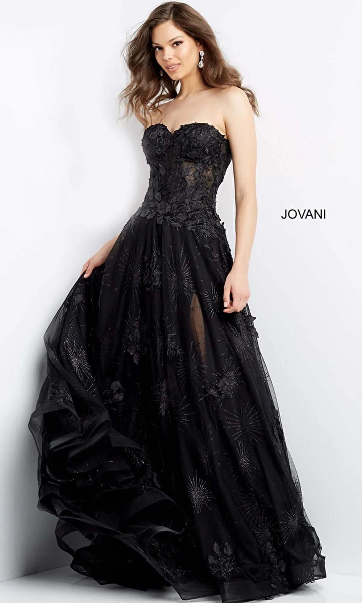 Jovani Strapless Long Glitter Prom Dress 07304 sold by PromGirl product image thumbnail 3