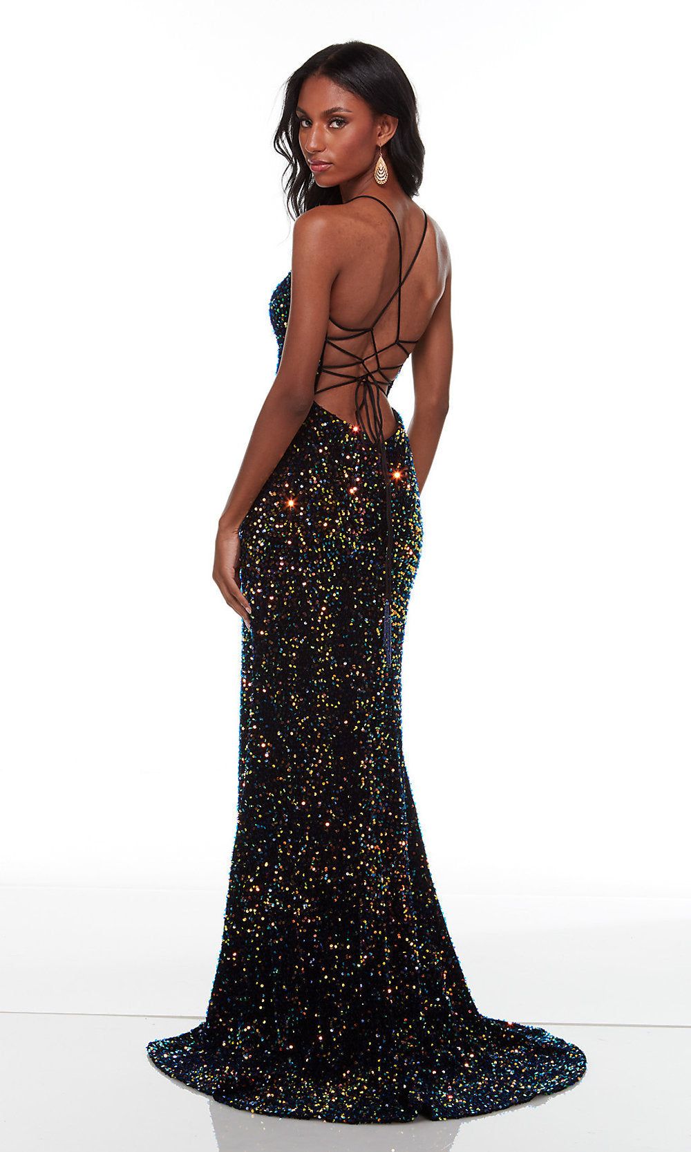 Long Multicolor-Sequin Prom Dress with Strappy Back sold by PromGirl product image thumbnail 2
