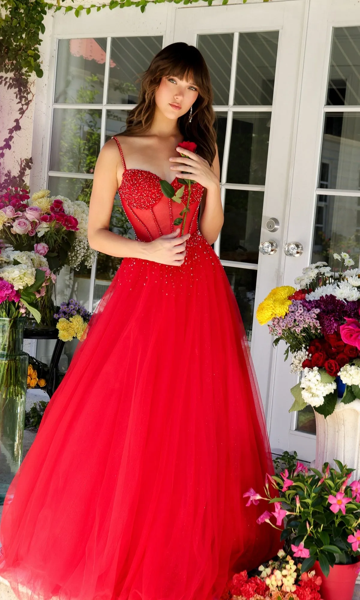 Sheer-Bodice Ball Gown 29530 by Ava Presley sold by PromGirl