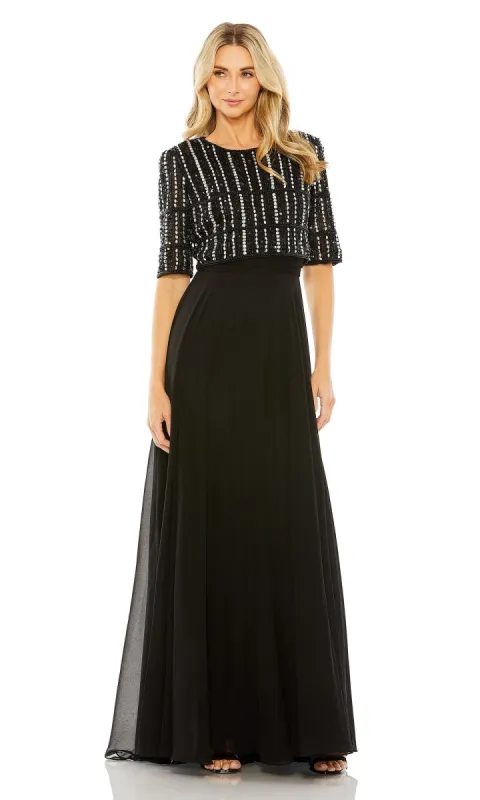 Short Sleeve Long Formal Dress: Mac Duggal 9180 sold by PromGirl