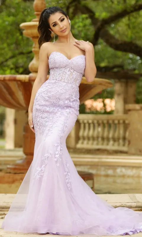 Velvi Long Strapless Lace Mermaid Prom Dress Reva sold by PromGirl