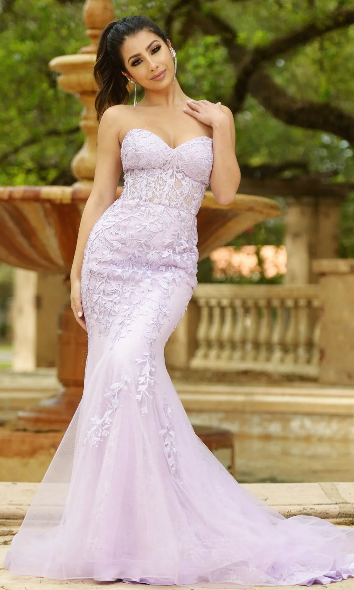 Velvi Long Strapless Lace Mermaid Prom Dress Reva sold by PromGirl