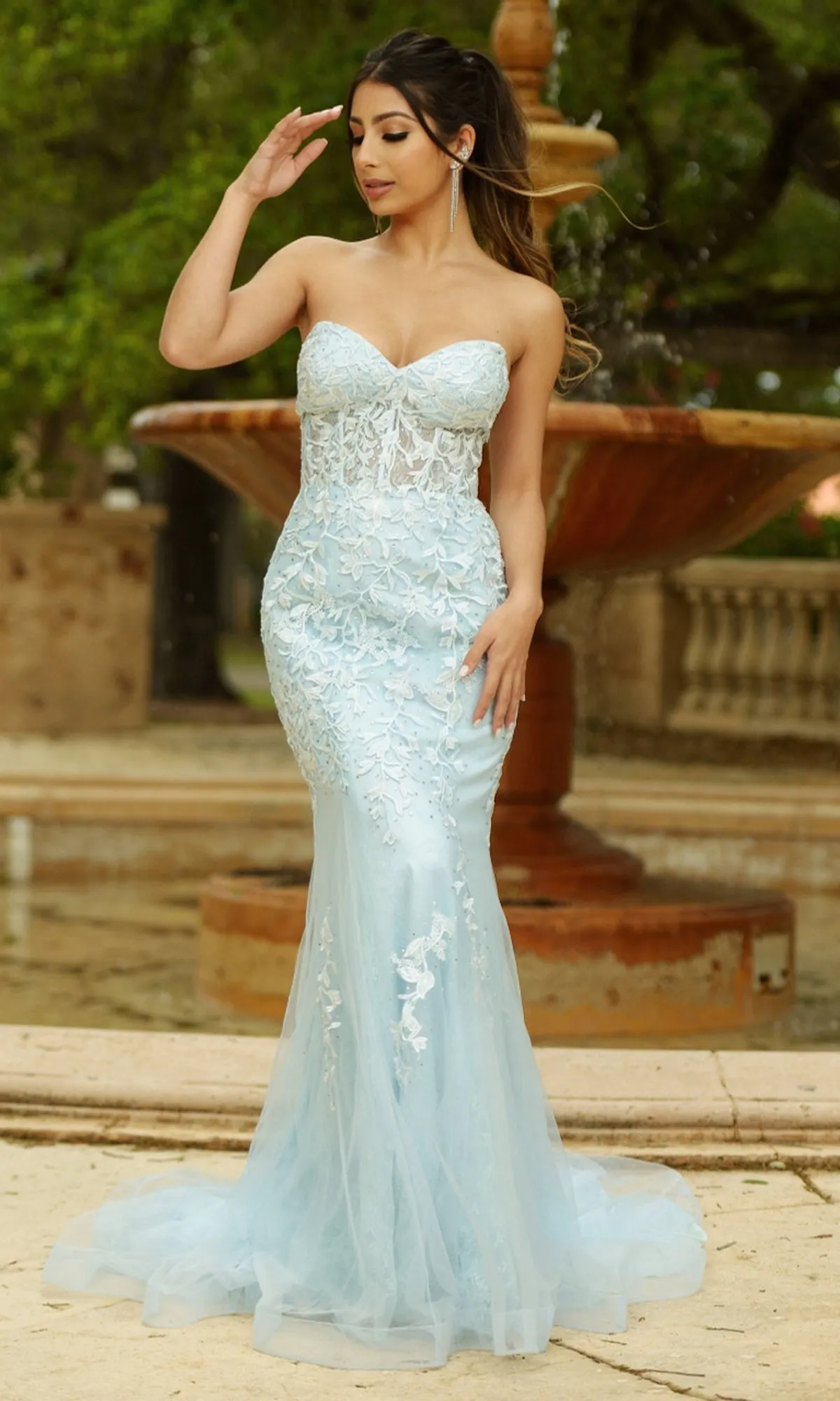 Velvi Long Strapless Lace Mermaid Prom Dress Reva sold by PromGirl product image thumbnail 4