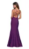 La Femme Open-Back V-Neck Jersey Prom Dress 27446 sold by PromGirl