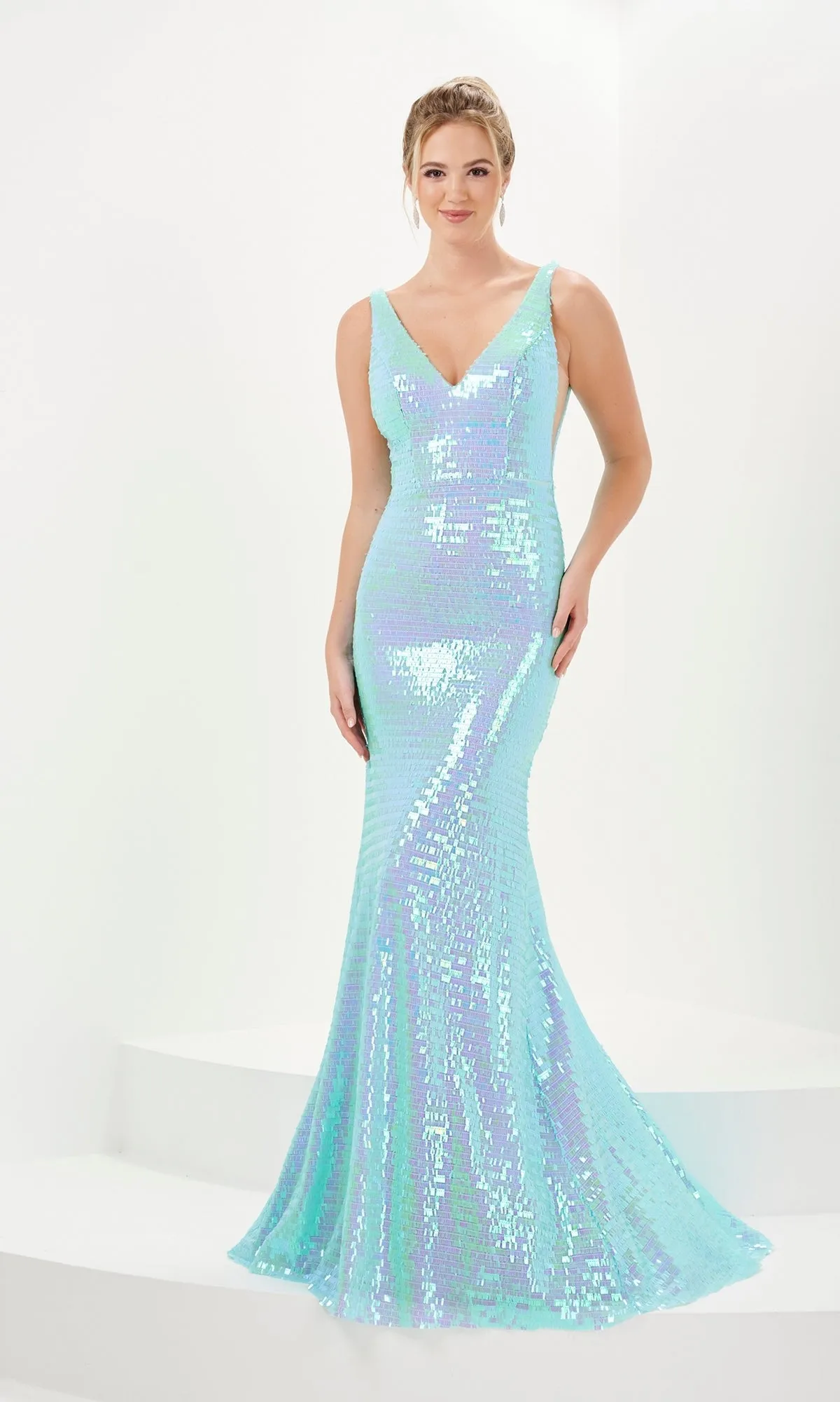 Micro-Fringe Long Prom Dress: Tiffany 16065 sold by PromGirl product image thumbnail 4