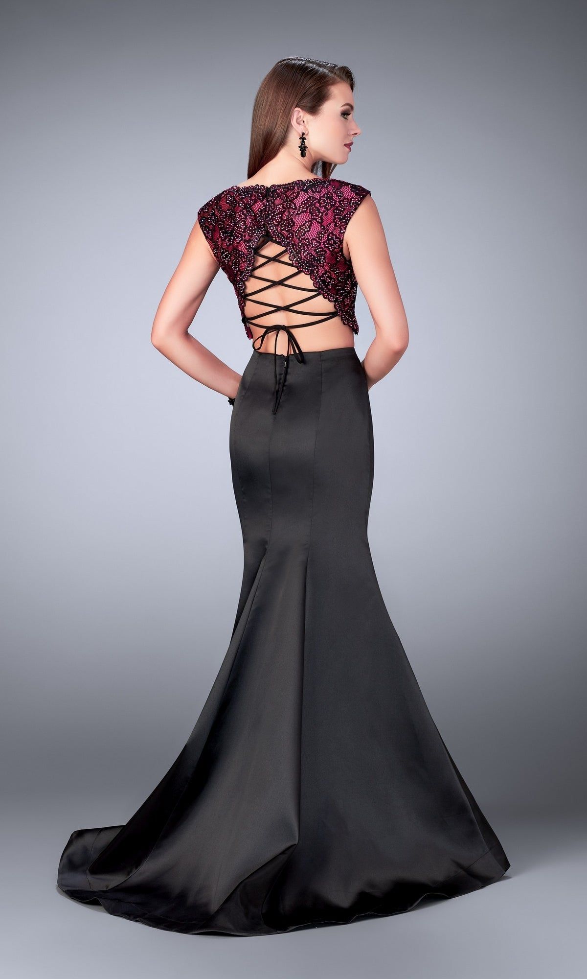 Two-Piece Lace-Up Back Long Dress 24235 sold by PromGirl product image thumbnail 2