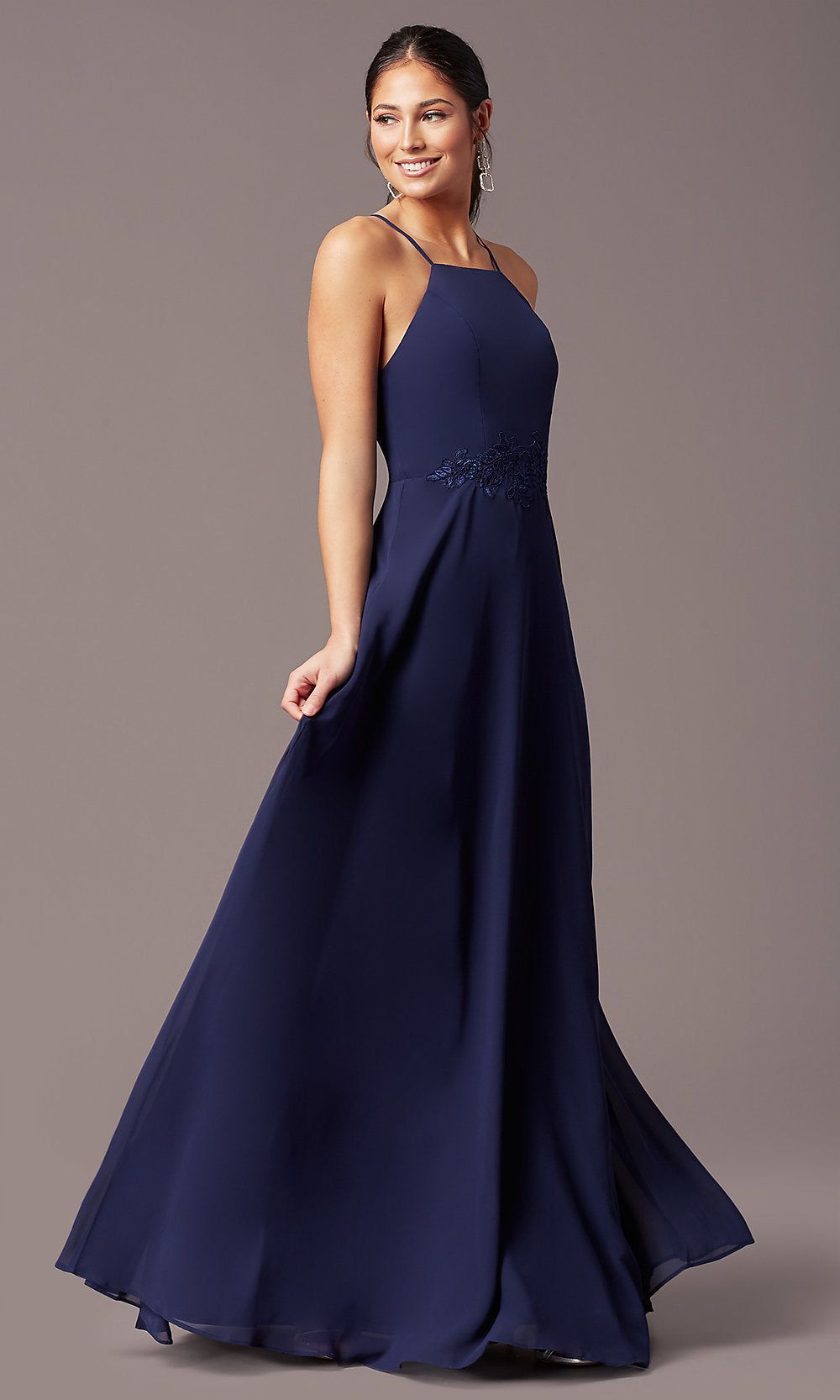 Long High-Neck Chiffon Prom Dress by PromGirl sold by PromGirl product image thumbnail 3