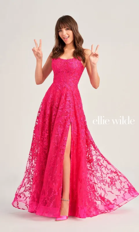 Lace-Up Ruffled Long Prom Dress: Chicas C826 sold by PromGirl