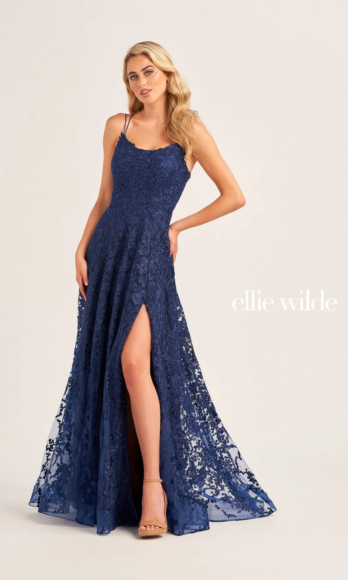 Ellie Wilde Long Lace Prom Dress EW35222 sold by PromGirl product image thumbnail 3