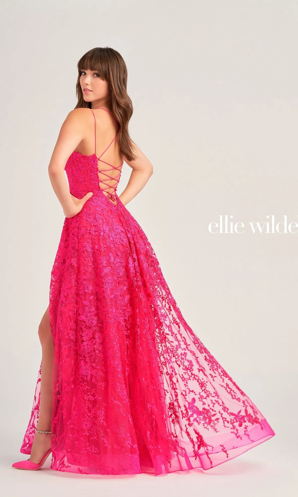 Ellie Wilde Long Lace Prom Dress EW35222 sold by PromGirl product image thumbnail 2