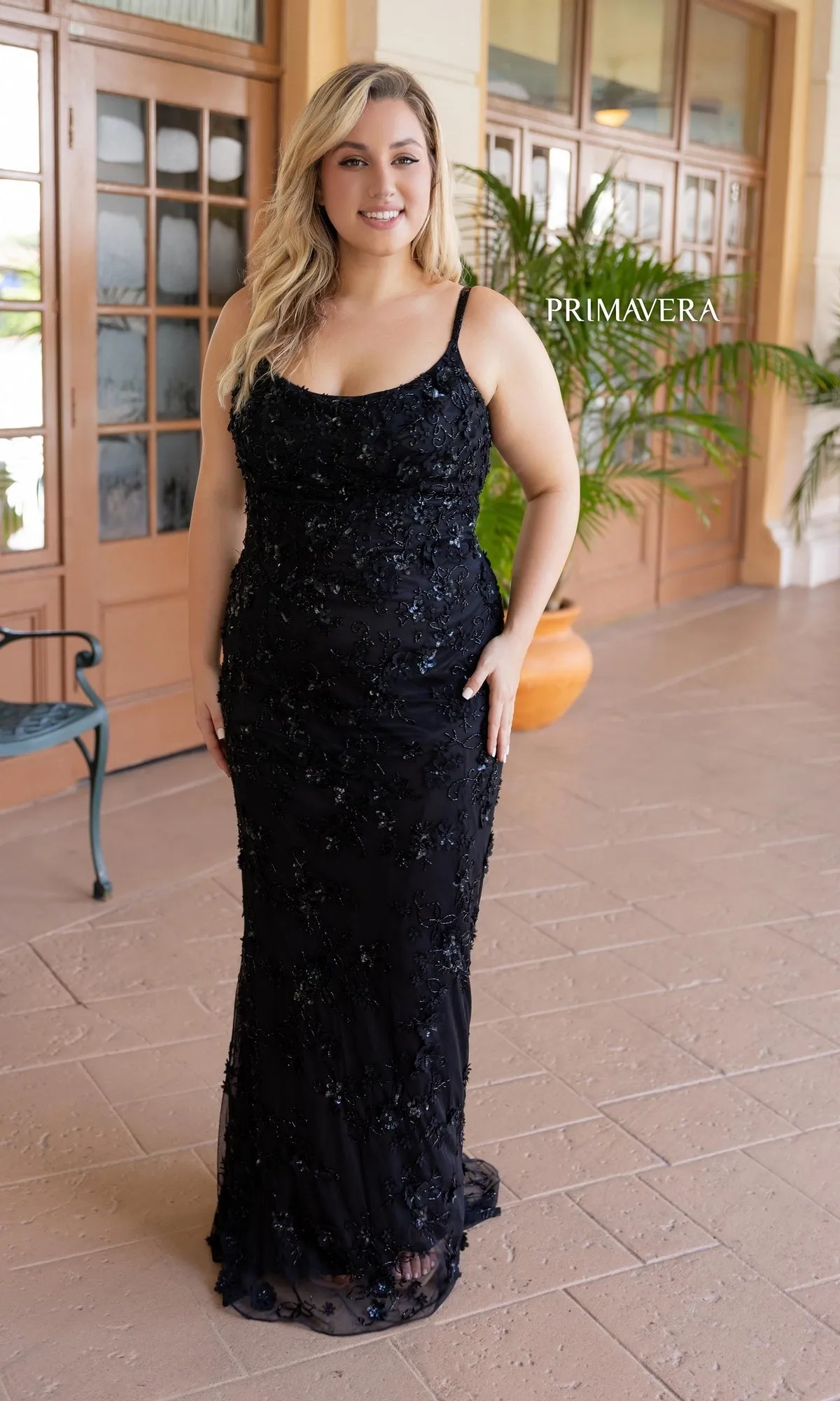 Plus-Size Long Beaded Primavera Prom Dress 14050 sold by PromGirl