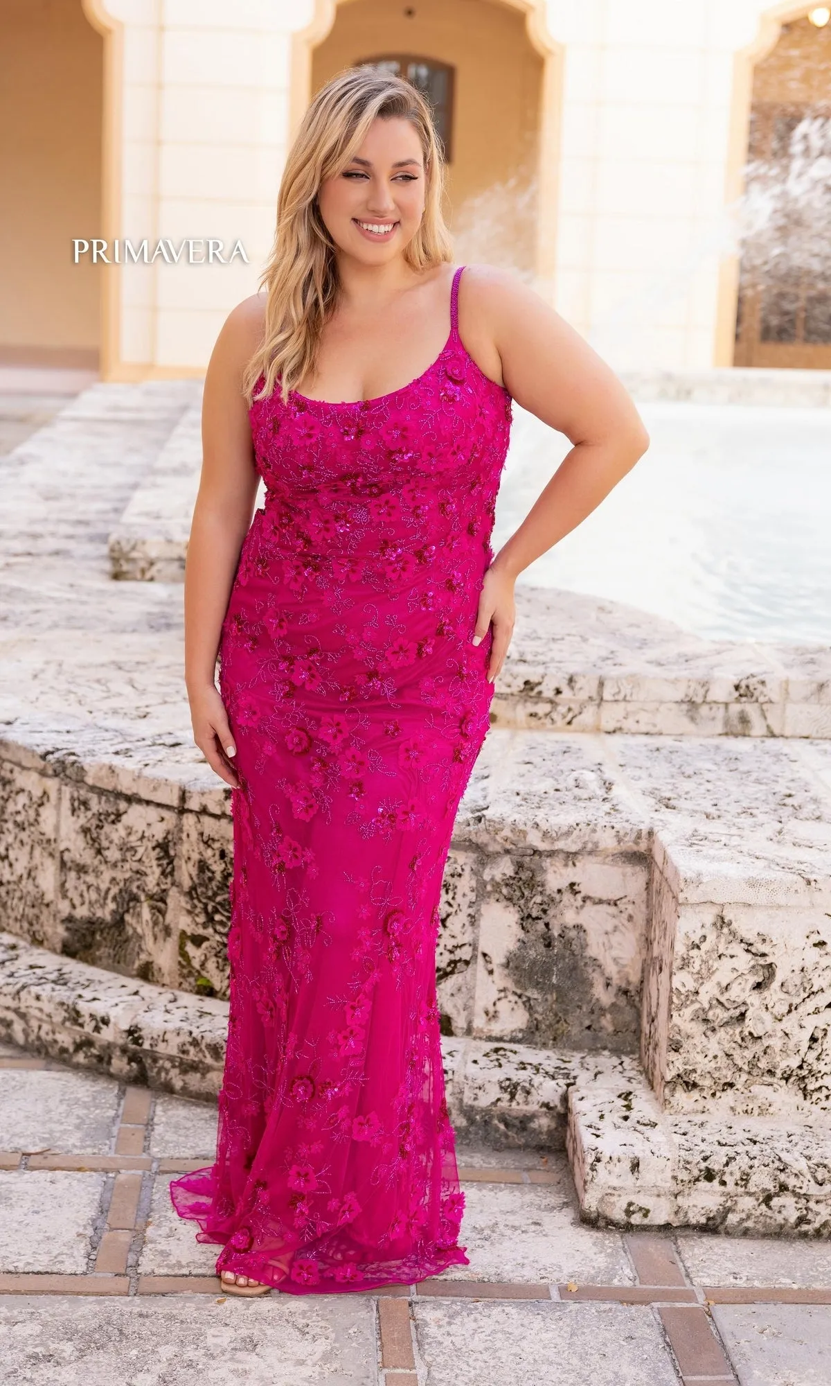 Plus-Size Long Beaded Primavera Prom Dress 14050 sold by PromGirl product image thumbnail 3