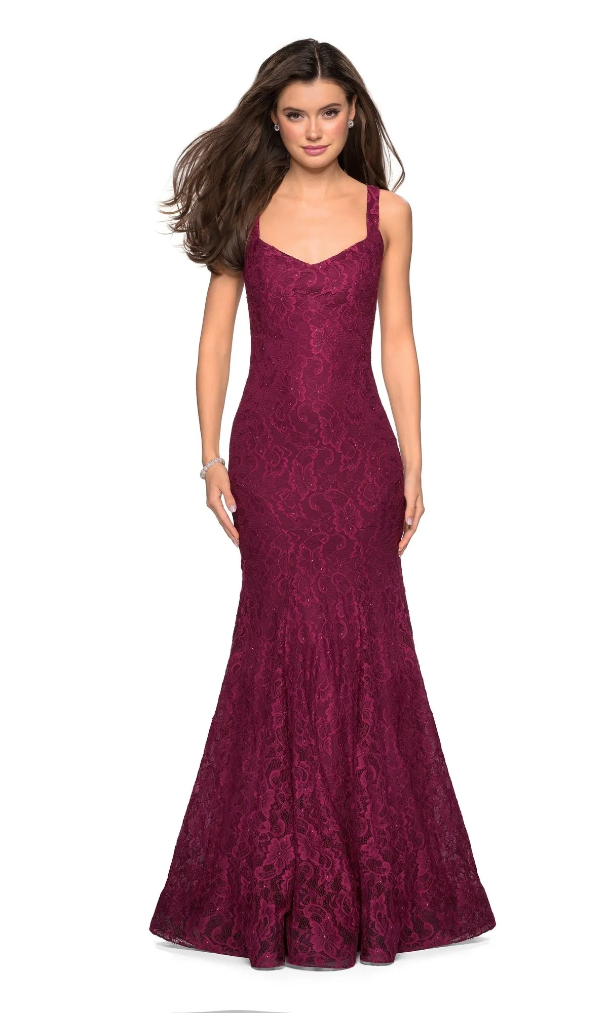 Open-Back Lace Mermaid Prom Dress: La Femme 27709 sold by PromGirl product image thumbnail 3