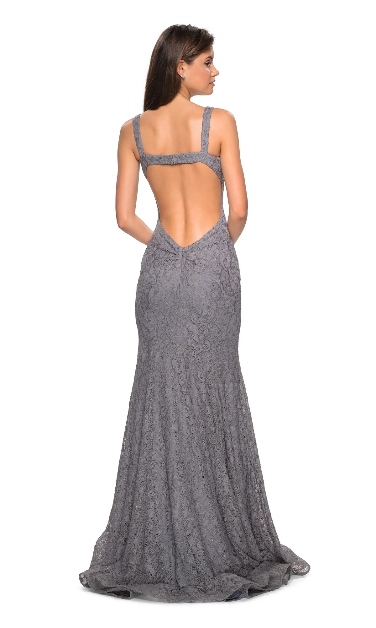 Open-Back Lace Mermaid Prom Dress: La Femme 27709 sold by PromGirl product image thumbnail 2