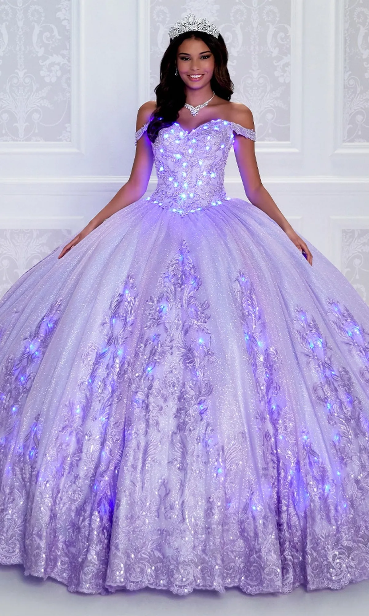 PR12264 Princesa Quince Dress with Glitter Tulle sold by PromGirl