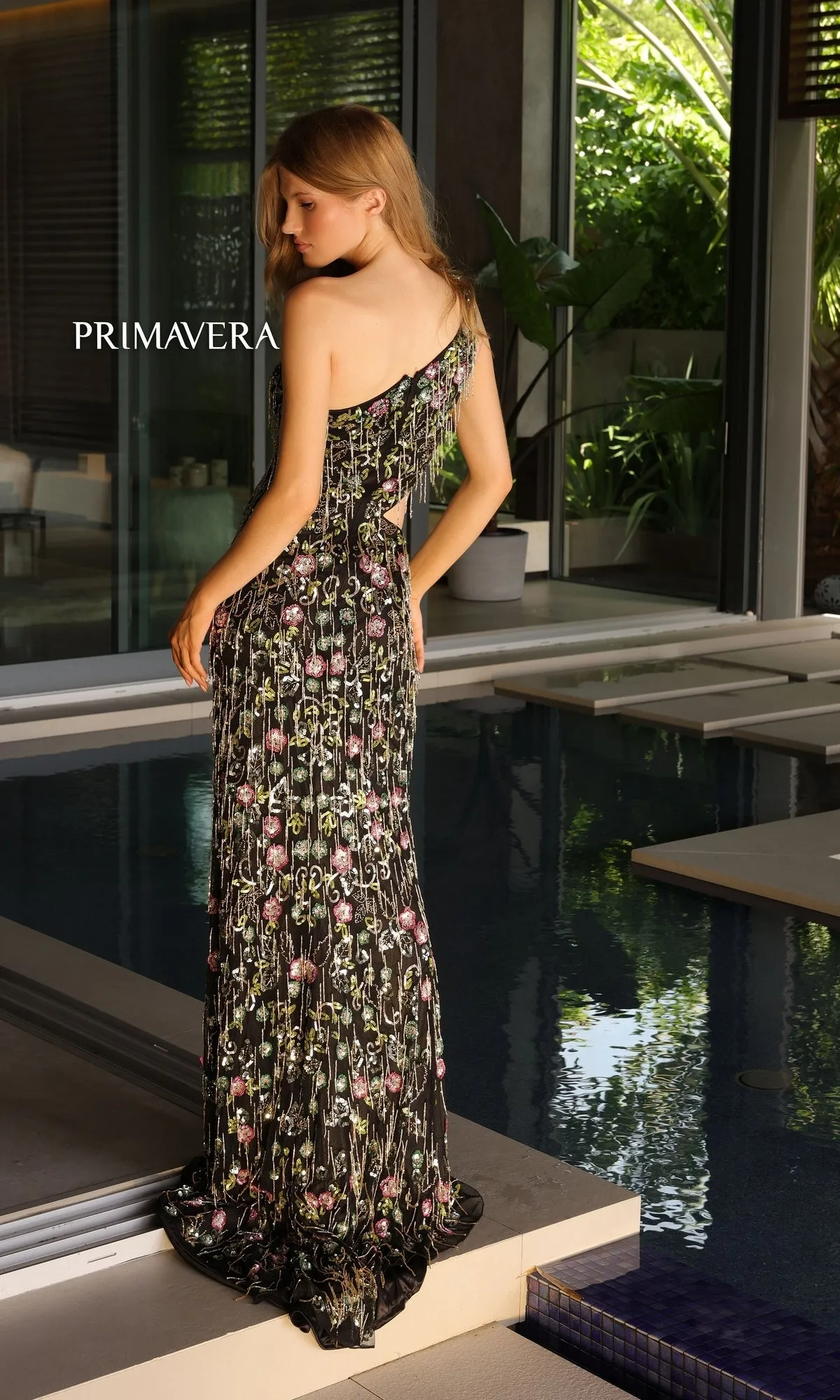 Primavera Beaded One-Shoulder Prom Dress 4131 sold by PromGirl product image thumbnail 2