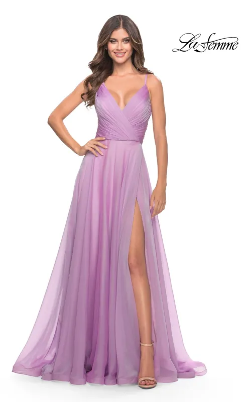 La Femme V-Neck Long A-Line Prom Dress 31500 sold by PromGirl