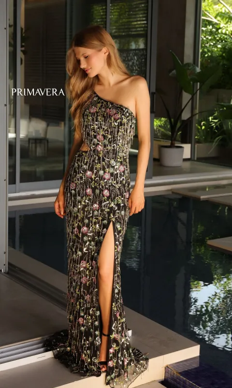 Primavera Beaded One-Shoulder Prom Dress 4131 sold by PromGirl