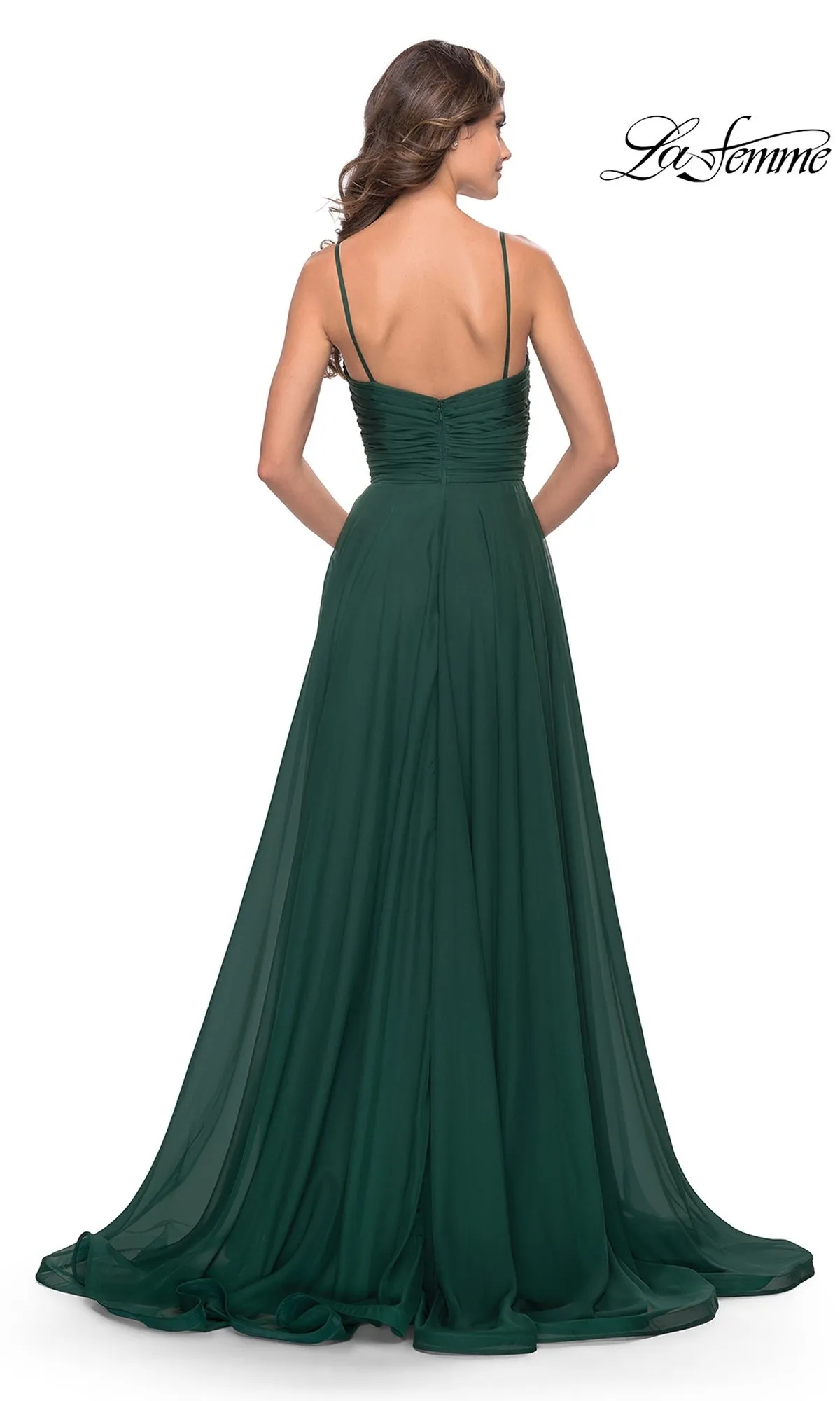 La Femme V-Neck Long A-Line Prom Dress 31500 sold by PromGirl product image thumbnail 3