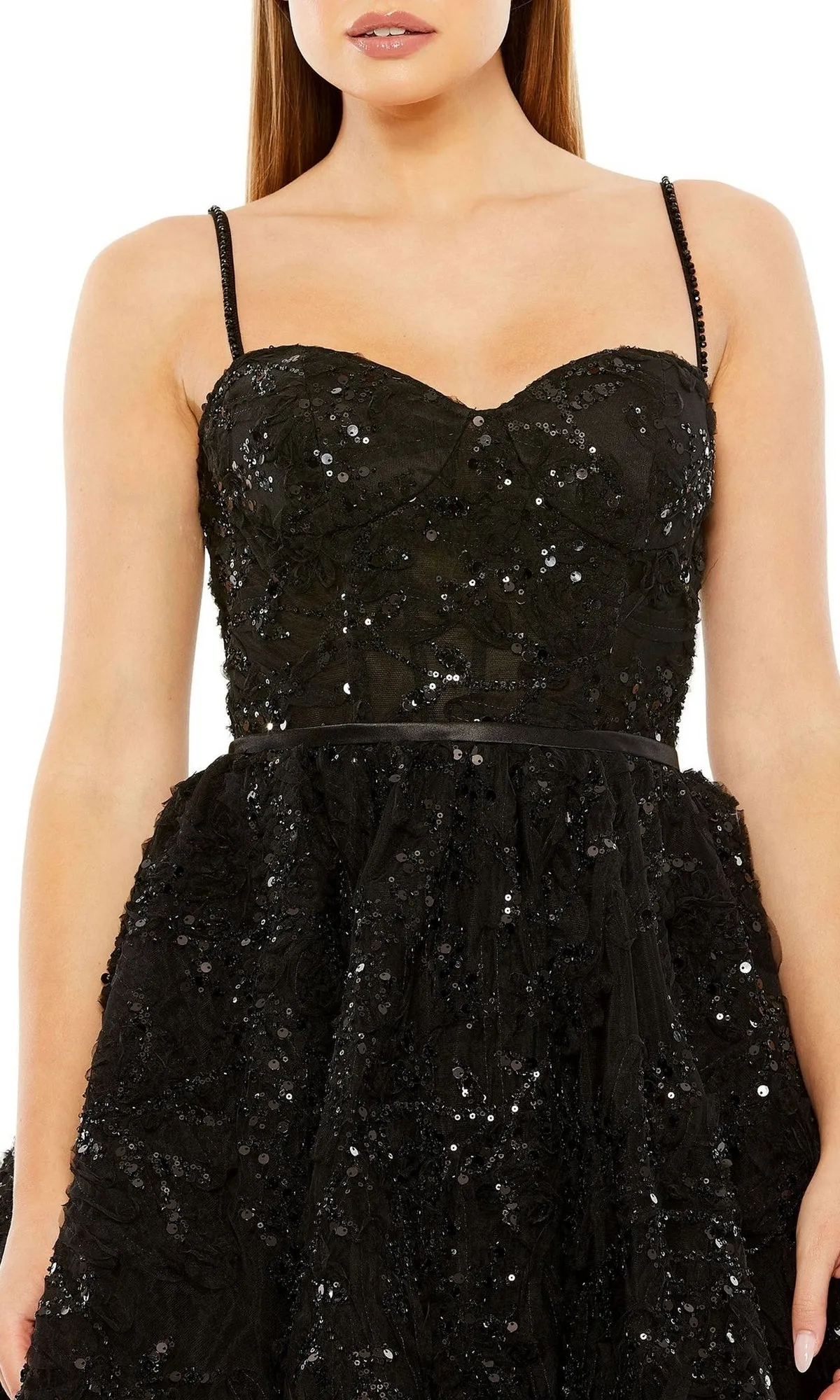 Short Black Beaded Hoco Dress: Mac Duggal 20641 sold by PromGirl product image thumbnail 3