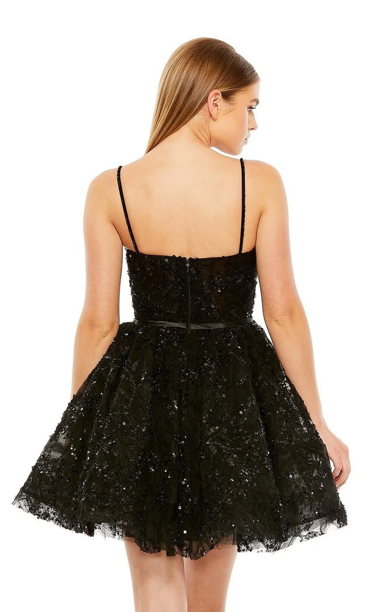 Short Black Beaded Hoco Dress: Mac Duggal 20641 sold by PromGirl product image thumbnail 2