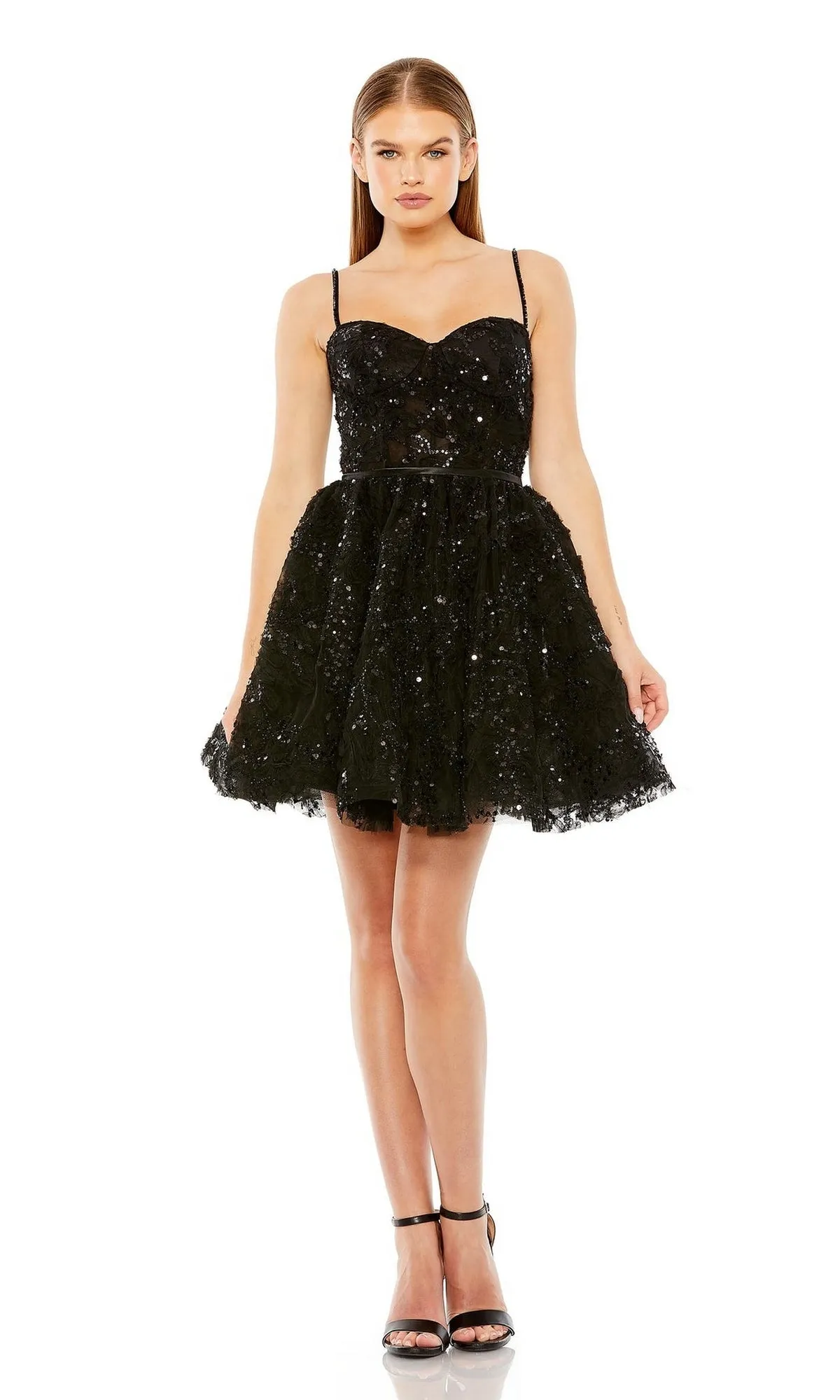 Short Black Beaded Hoco Dress: Mac Duggal 20641 sold by PromGirl product image thumbnail 5