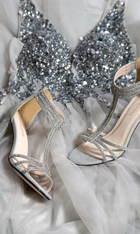 Silver Block-Heel Prom Shoes by Touch Ups 4526 sold by PromGirl