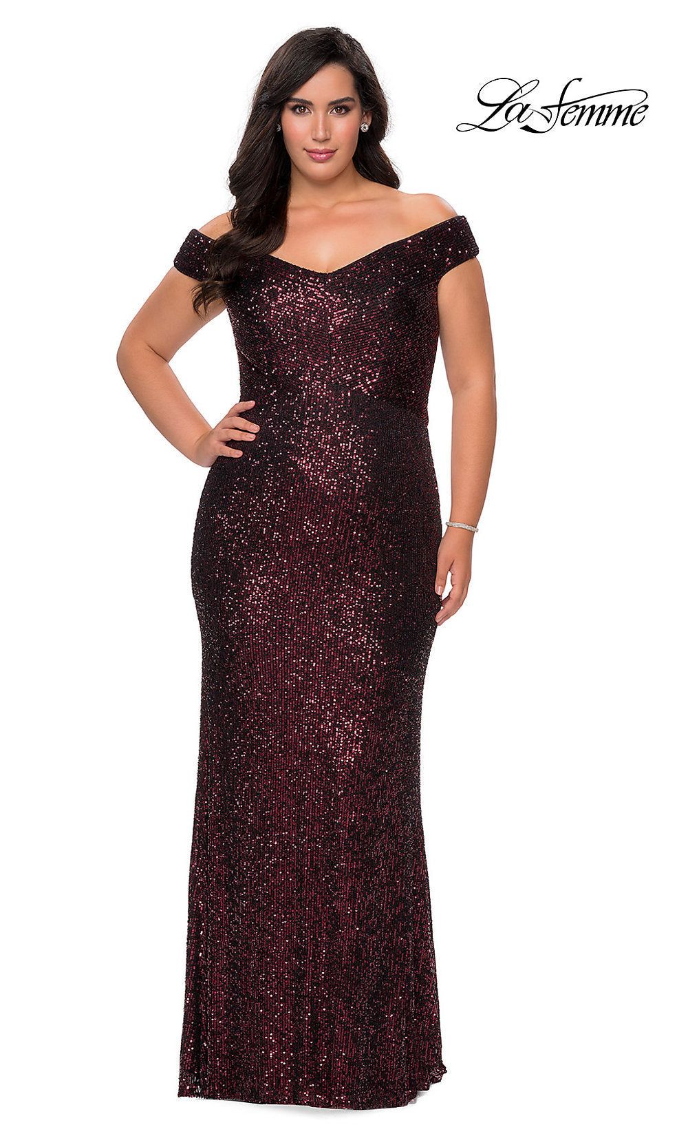 Off-the-Shoulder Long Sequin Plus-Size Prom Dress sold by PromGirl product image thumbnail 5