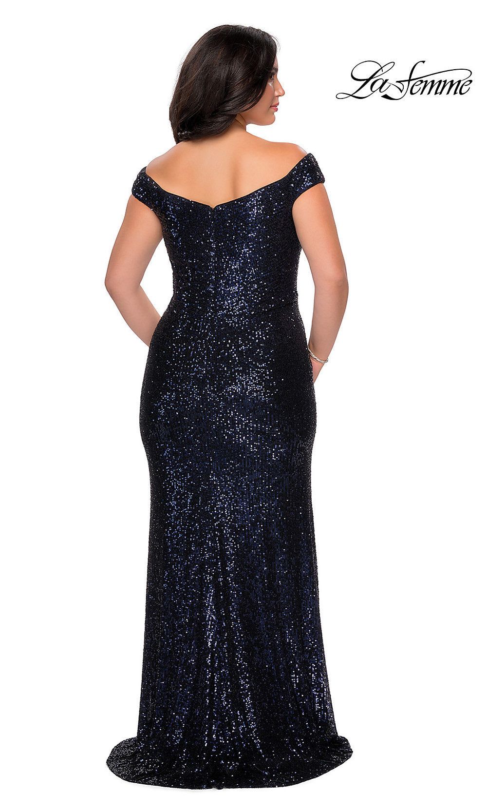Off-the-Shoulder Long Sequin Plus-Size Prom Dress sold by PromGirl product image thumbnail 2