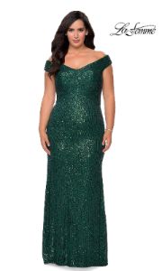 Off-the-Shoulder Long Sequin Plus-Size Prom Dress sold by PromGirl